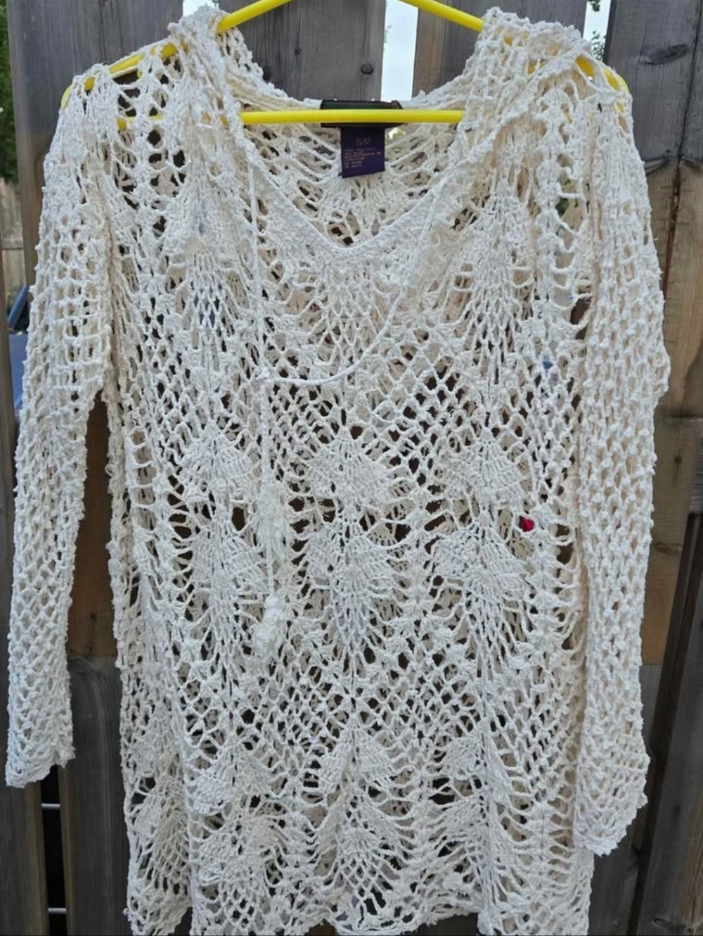 Tangerine Cream Silk Open Crochet Silk Tunic